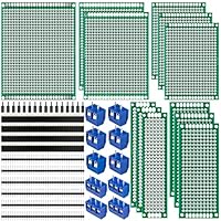 48Stk Lochrasterplatte Kit,12er Doppelseitig PCB Board Leiterplatte Lochrasterplatine Lochplatine,10Stk Männlich Weiblich 10 Pinne Kopfleiste,10Stk 2P&3P Screw Terminal mit 16 Tabletten Nylonsäule