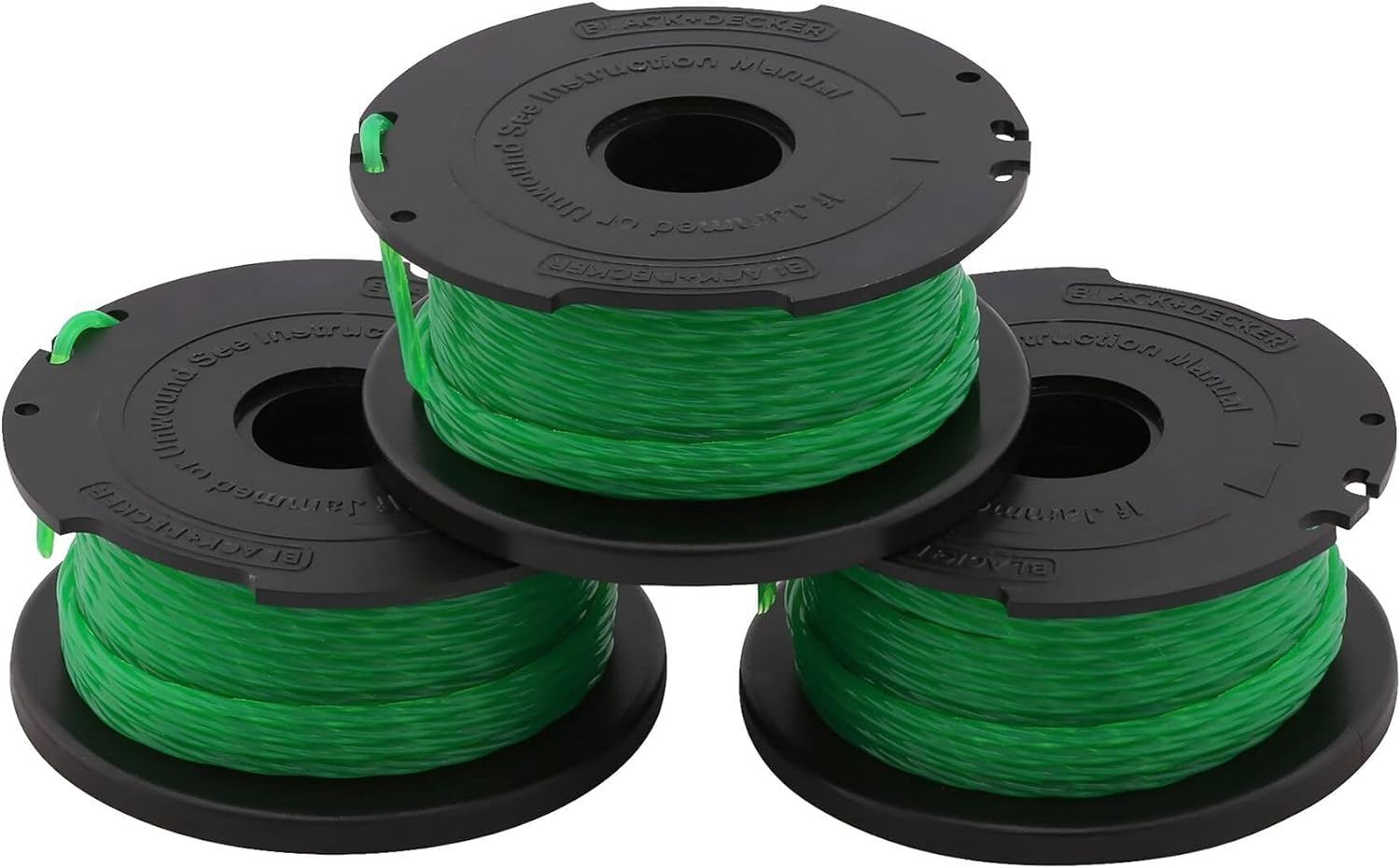 BLACK+DECKER Coupe-Bordures Filaire 900W & Lot de 3 Bobines de Rechange pour Coupe-Bordures, Bobine Reflex Plus A Déroulement Automatique, 3 x 6 m de Fil en Nylon Vert et Résistant, Fil de ⌀2 mm