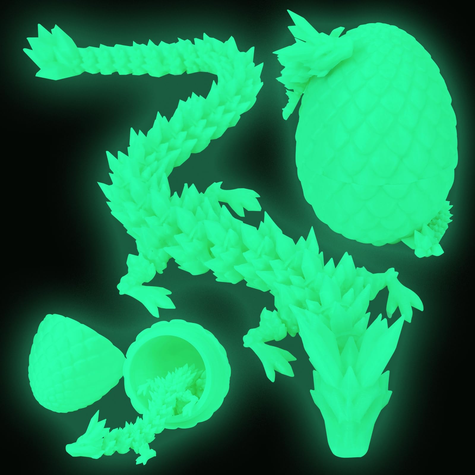 TBOLINE 3D Printed Dragon Egg with 12" Articulated Crystal Dragon Toy | Non-Toxic & BPA-Free for Kids Ages 3-12 - main product image