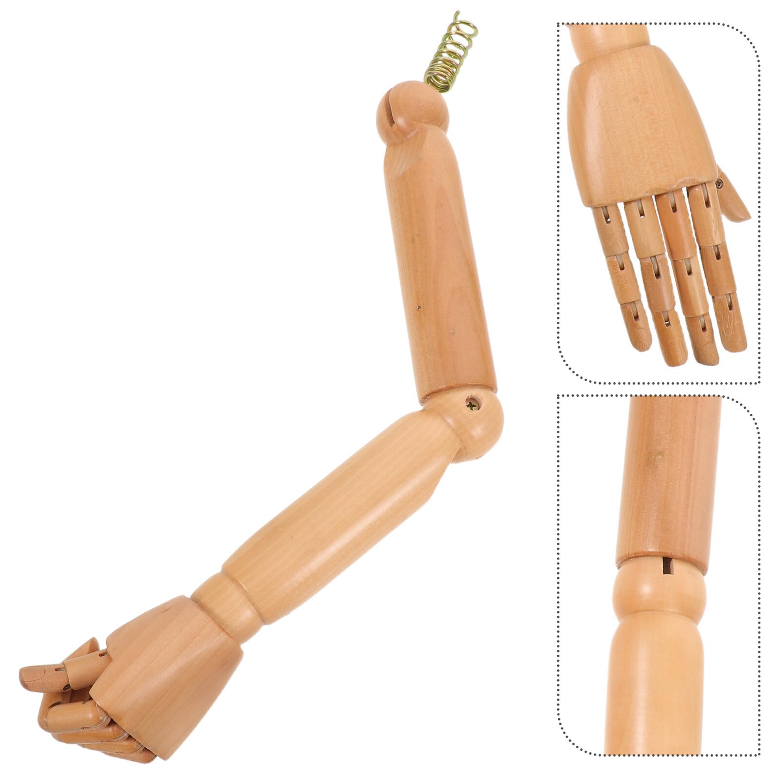 Cabilock Accesorio de Madera para Muñeco con Brazo Articulado Móvil | 1 Par, Color Caqui, Superficie Lisa, Juntas Móviles y Posición Flexible, para Maniquí y Títere
