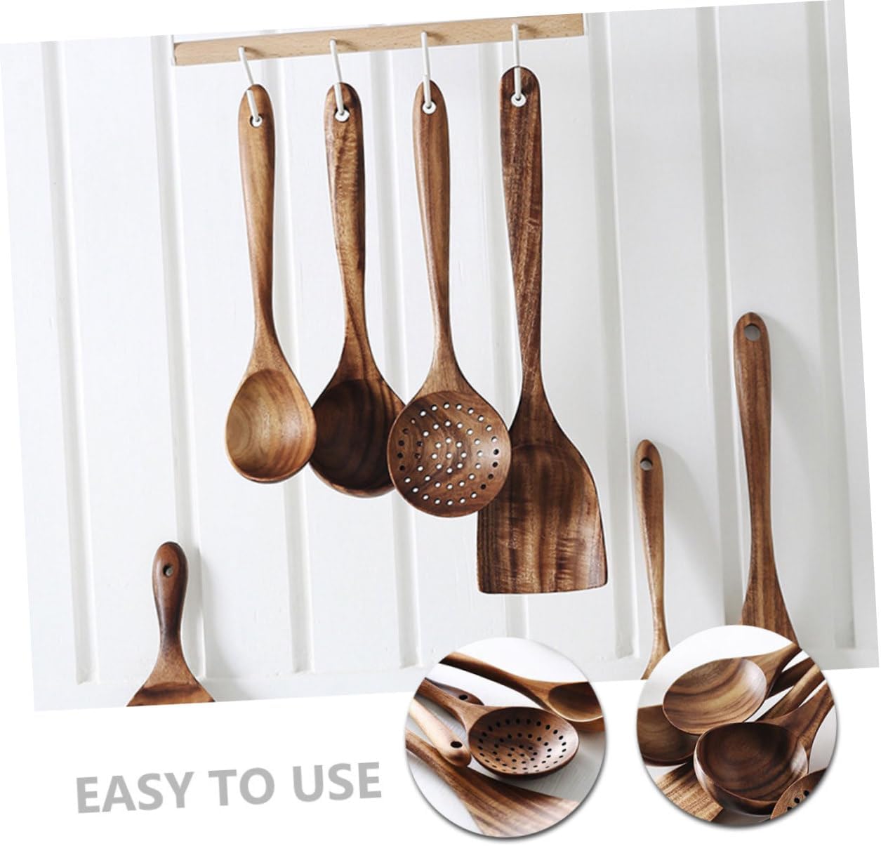 PRETYZOOM Cooking Spoon Set Wooden Kitchen Utensils Reusable Wooden Spoons Salt Scoops Ergonomic Design for Comfortable to Hold