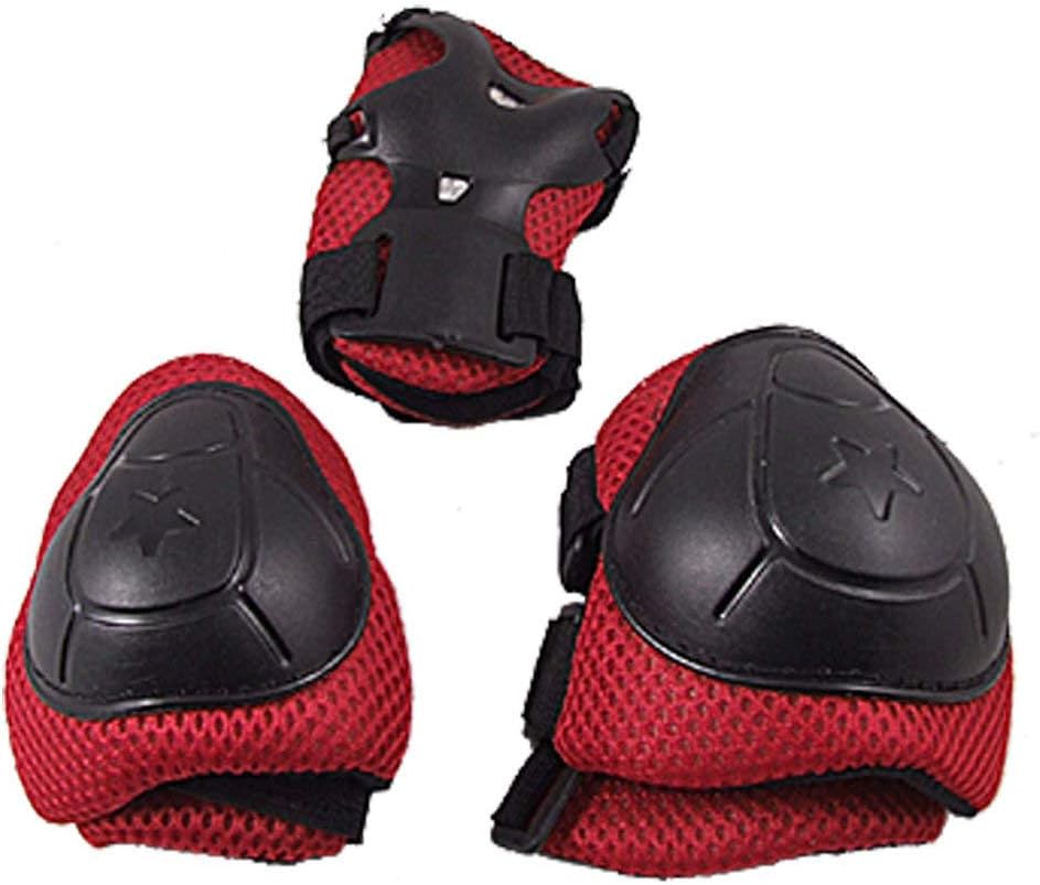 Kids Skating Gear Knee Elbow Wrist Pads Protector Red Black