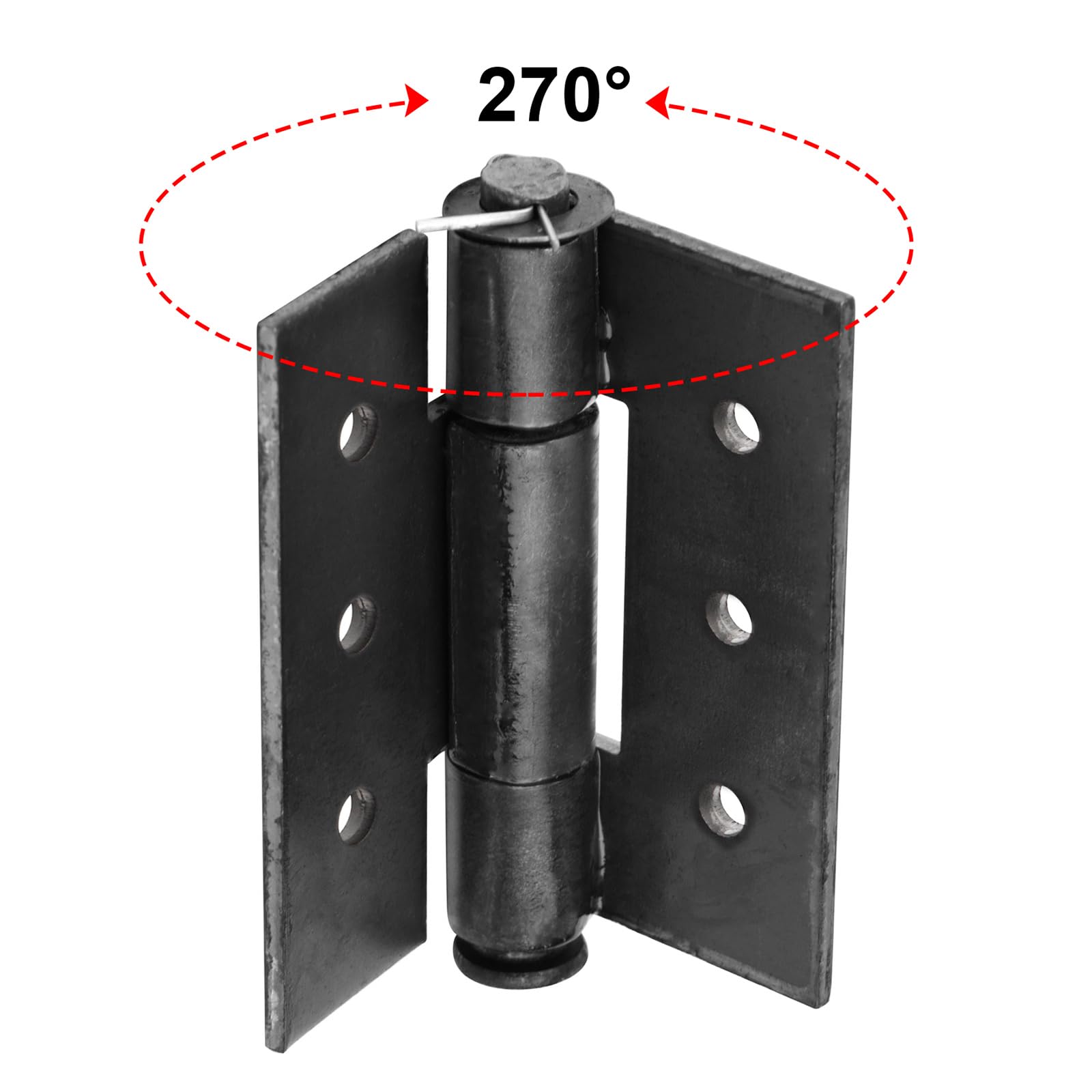 Paquete de 2 bisagras de puerta soldables resistentes de 6 x 5 pulgadas, bisagras de puerta de metal de acero con pasador extraíble, 4.5 mm de grosor, diámetro del pin 15 mm