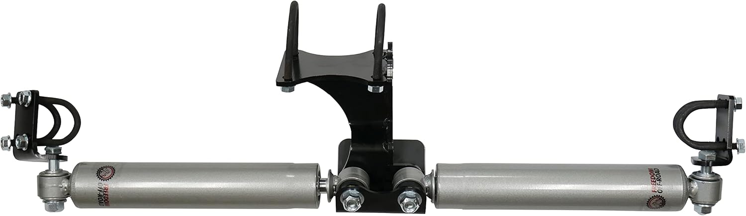 Freedom Off-Road Dual Steering Stabilizer for 2"+ Lift Compatible with 2007-2018 Jeep Wrangler JK