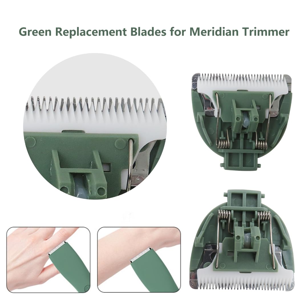 2025 2Pcs Replacement Blades for Meridian Body Trimmer (Onyx & Sage), Green Hygienic Ceramic Replacement Blades