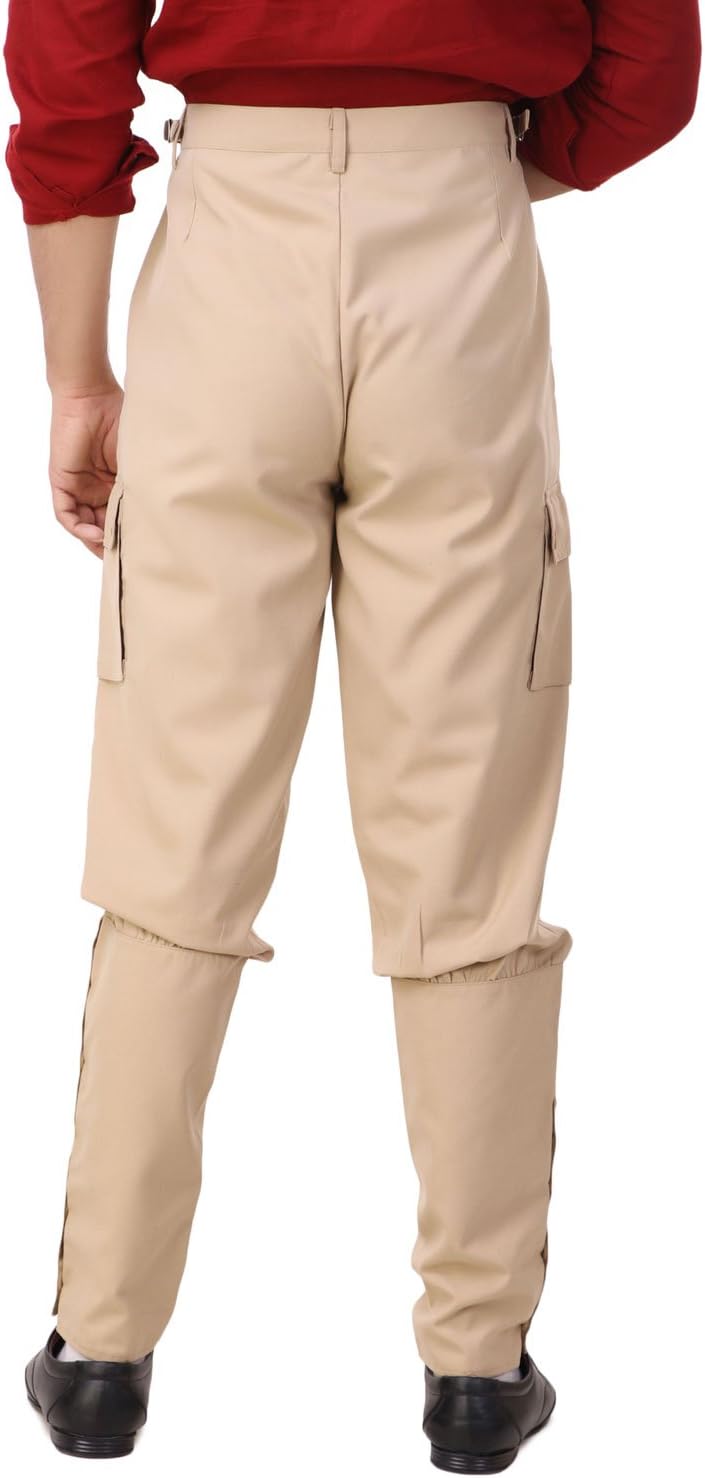 ThePirateDressing Steampunk Victorian Cosplay Costume Mens Airship Pants Trousers Small Beige (Poly Viscose Fabric)