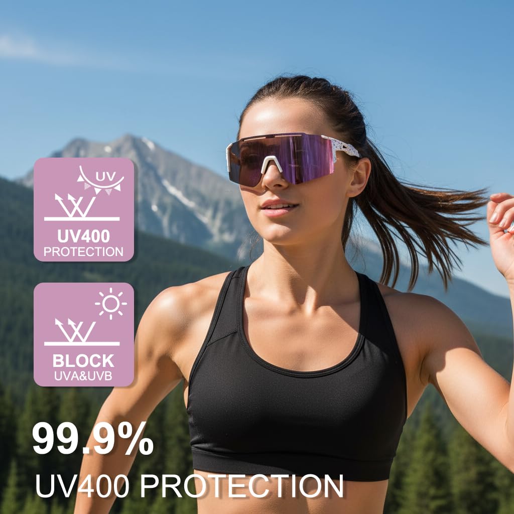 OULAIQI Occhiali da sole da ciclismo per uomo e donna, occhiali da baseball, 1 lente, Viola, L