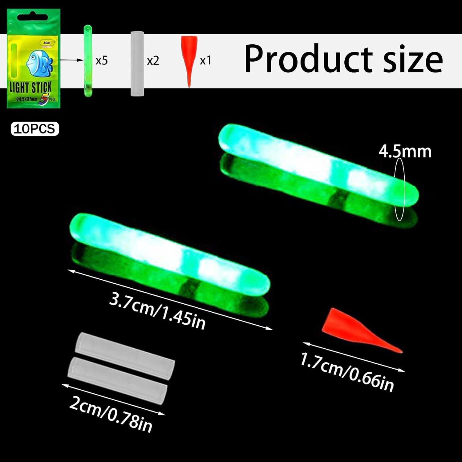 50 Piezas Glow Sticks para Pesca, 4,5 X 37 mm Luminosos de Pesca, Accesorios para Pesca para Pesca Nocturna, Barras Fluorescentes para Pesca, Starlight Pesca Barra De Luz Nocturna Flotante