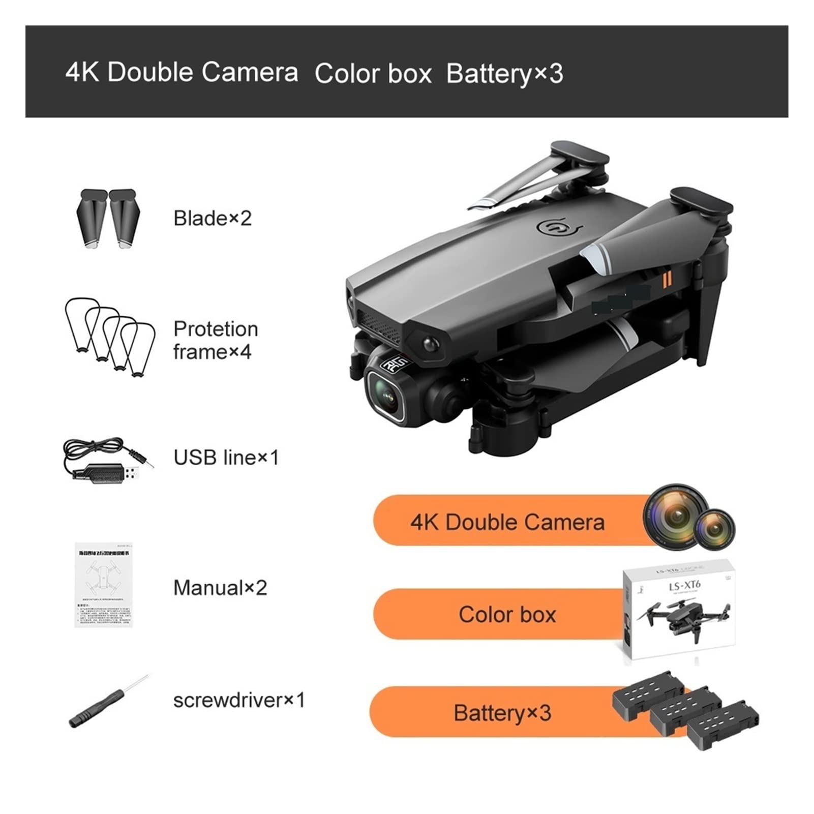 Drone Mini Drone 4K 1080P HD Kamera WiFi FPV Ciśnienie powietrza Wysokość Trzymaj Składany Quadcopter RC Drone Zabawka dla dzieci (Kolor: Podwójny 4K 2B Rozmiar torby: 1) (Podwójne pudełko 4K 3B 1)