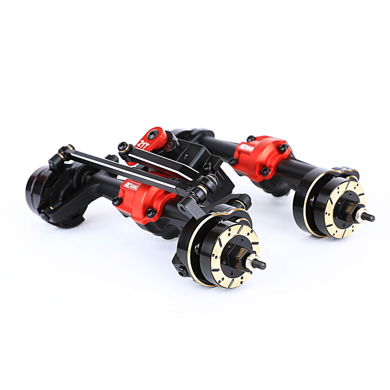 RCAWD Aluminum Alloy Black Extended 10mm Front Axle Assembly with 9g Metal Gear Servo (Assembled), Weight 195G for FUR-2411 FUR-2412 FUR-2413 FUR-2414 CR-18P EVO PRO Parts(Black)