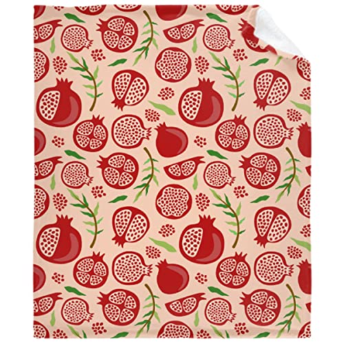Pomegranate Blanket Gift Soft Flannel Art Print Throw Blankets for Sofa Bed Chair Practical Portable Universal M 50 * 60 in for Teen/Travel
