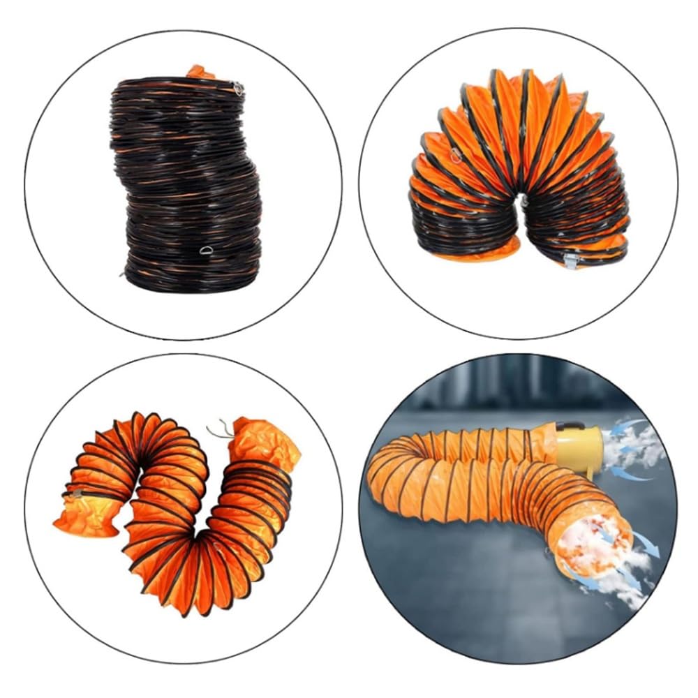 Condotti di aerazione, Tubo Flessibile Industriale in PVC per ventilatori di Scarico - da 8" a 24" per Ventilazione HVAC con Corda Regolabile e Anello a D - 6,6 Piedi (2 m) Soluzioni per con