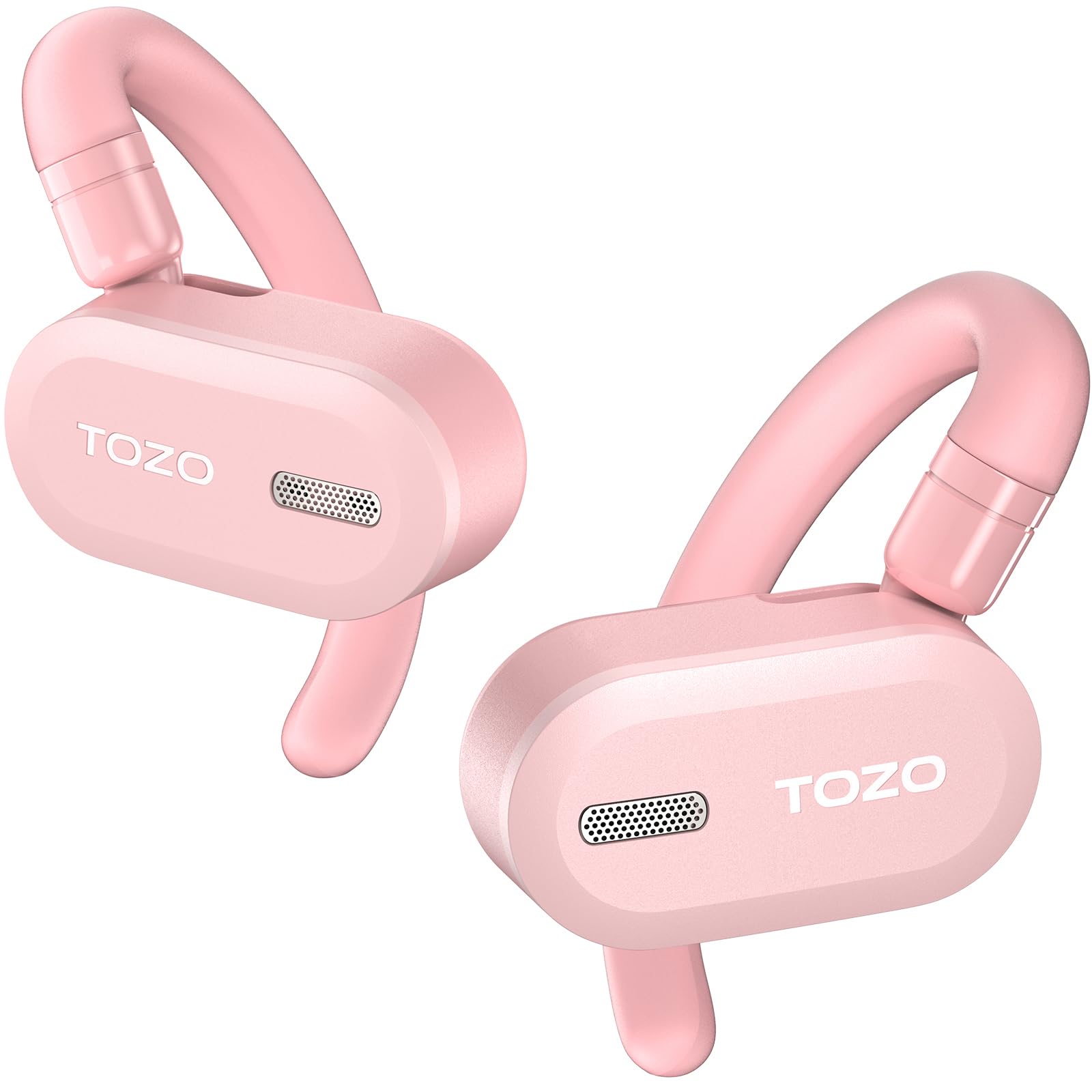 TOZO O2 True Open Ear Wireless Headphones Lightweight with Multi-Angle Adjustment, Bluetooth 5.3 Earbuds with Dual-Axis Design for Long-Lasting Comfort, Crystal-Clear Calls for Driving, Pink