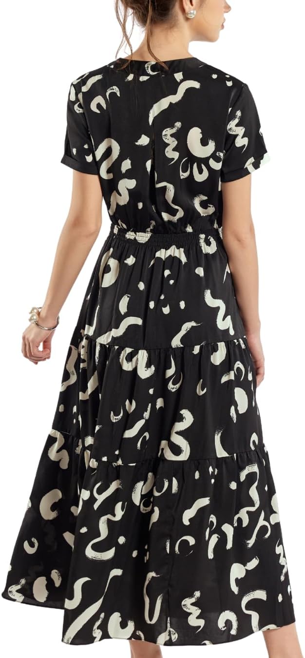 SIXDO G-Black Silk Flared Dress for Women, Graceful and Lightweight for Romantic Spring and Summer Days - Image 2