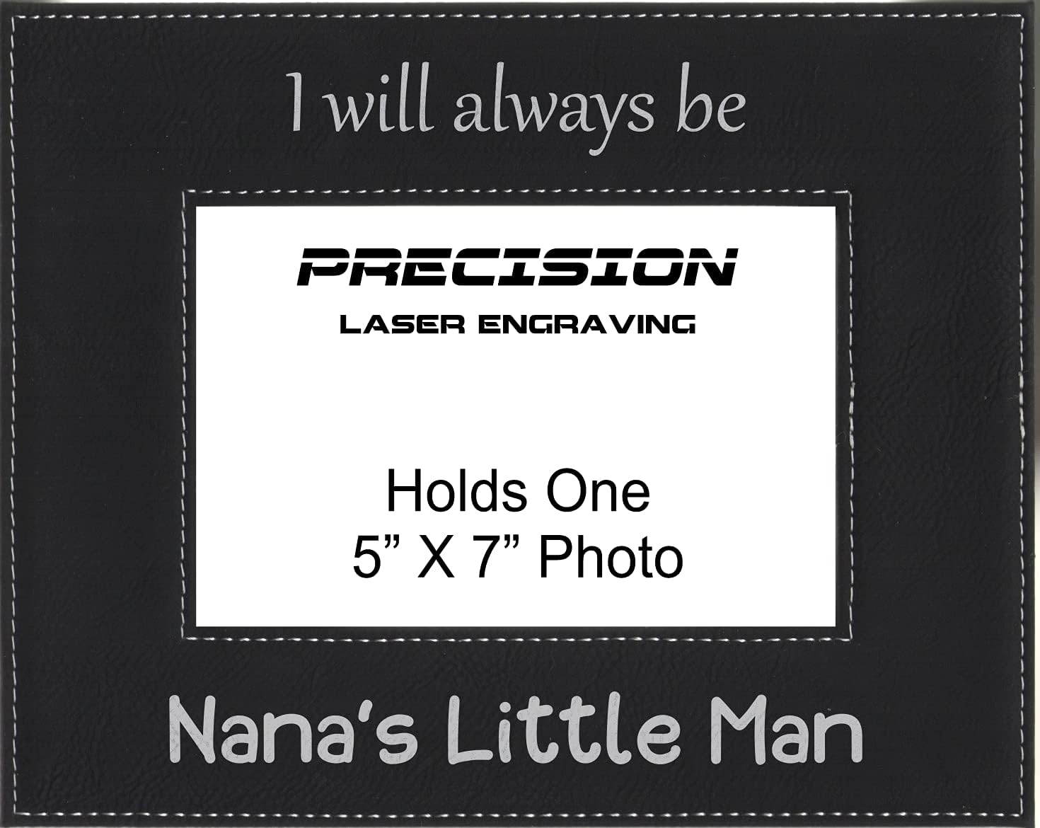Grandma Gifts I Will Always be Nana's Little Man Engraved Leatherette Picture Frame Mothers Day