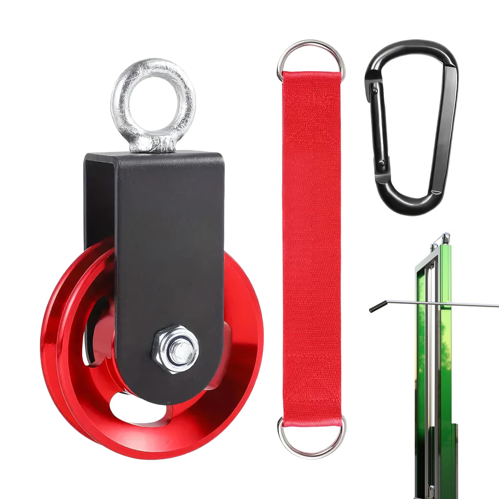 Generisch Fitness Seilzug System - Leise Aluminium Flaschenzug Mit Schnellspanner Für Home Gym & Bootsausrüstung, 500kg Tragkraft - 9cm Durchmesser