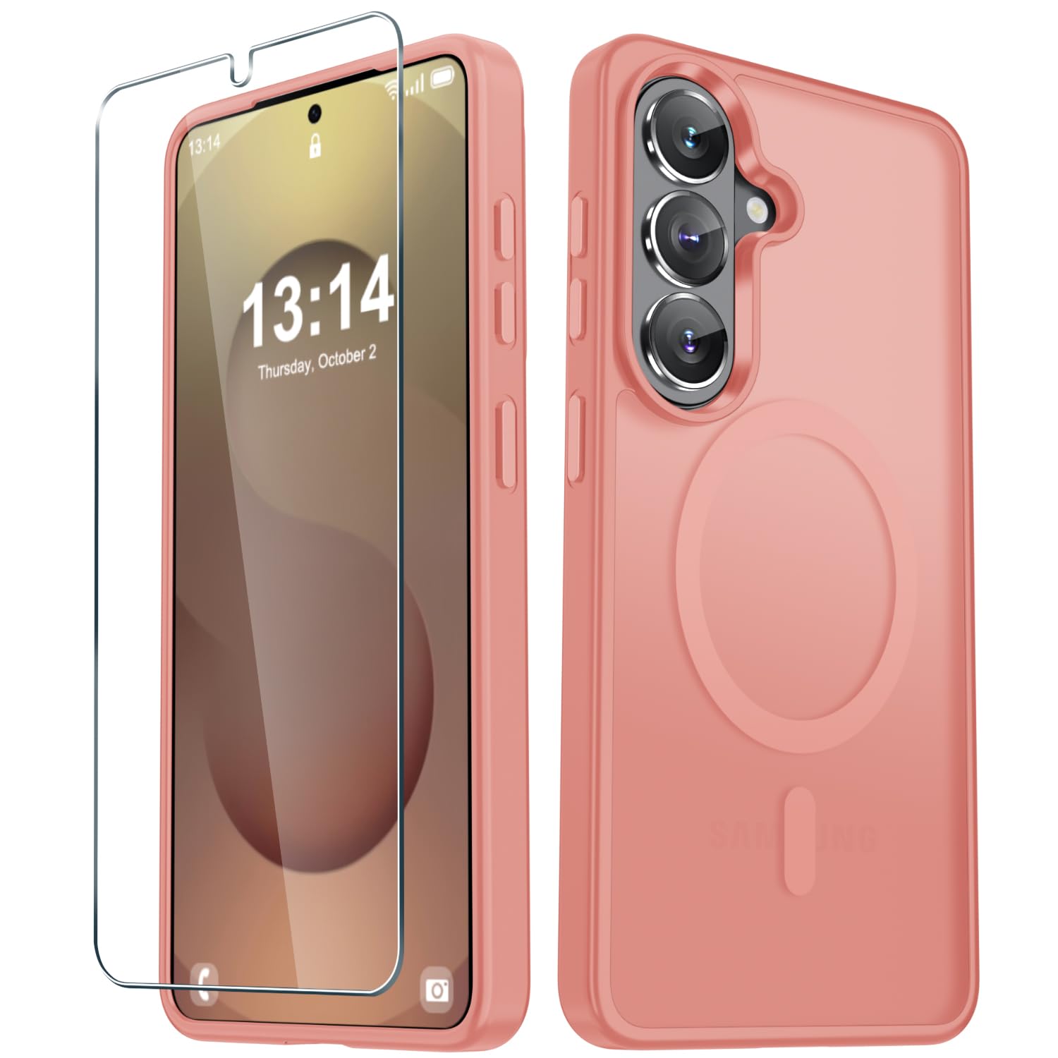 for Samsung Galaxy S26+ Plus Case, Matte Magnetic Phone Cover, Pink | Fit for MagSafe, Screen Protector included, Shockproof Military Grade Protection, Translucent Frosted Back