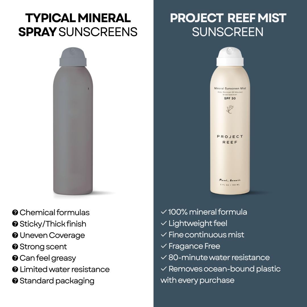 Project Reef Spray protettivo solare minerale SPF 30, senza spray, blocco solare in zinco sicuro per le barriere, con ingredienti naturali, per tutti i tipi di pelle