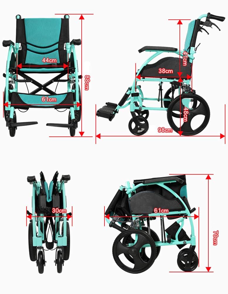 Silla de ruedas Manual plegable, freno de mano, marco de aluminio, ultraligera para adultos, carrito de Scooter para personas mayores con discapacidad