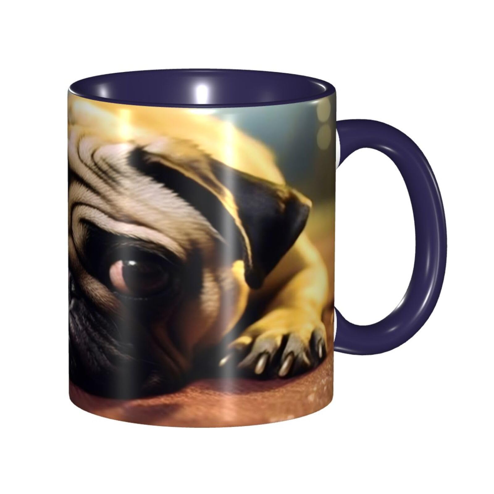 BKTRAVERPT Funny Cry Pug Coffee Mug - 11oz Two Tone Color Ceramic Cup with 3D Pattern | Cute Gifts for Men, Women, Office, Work