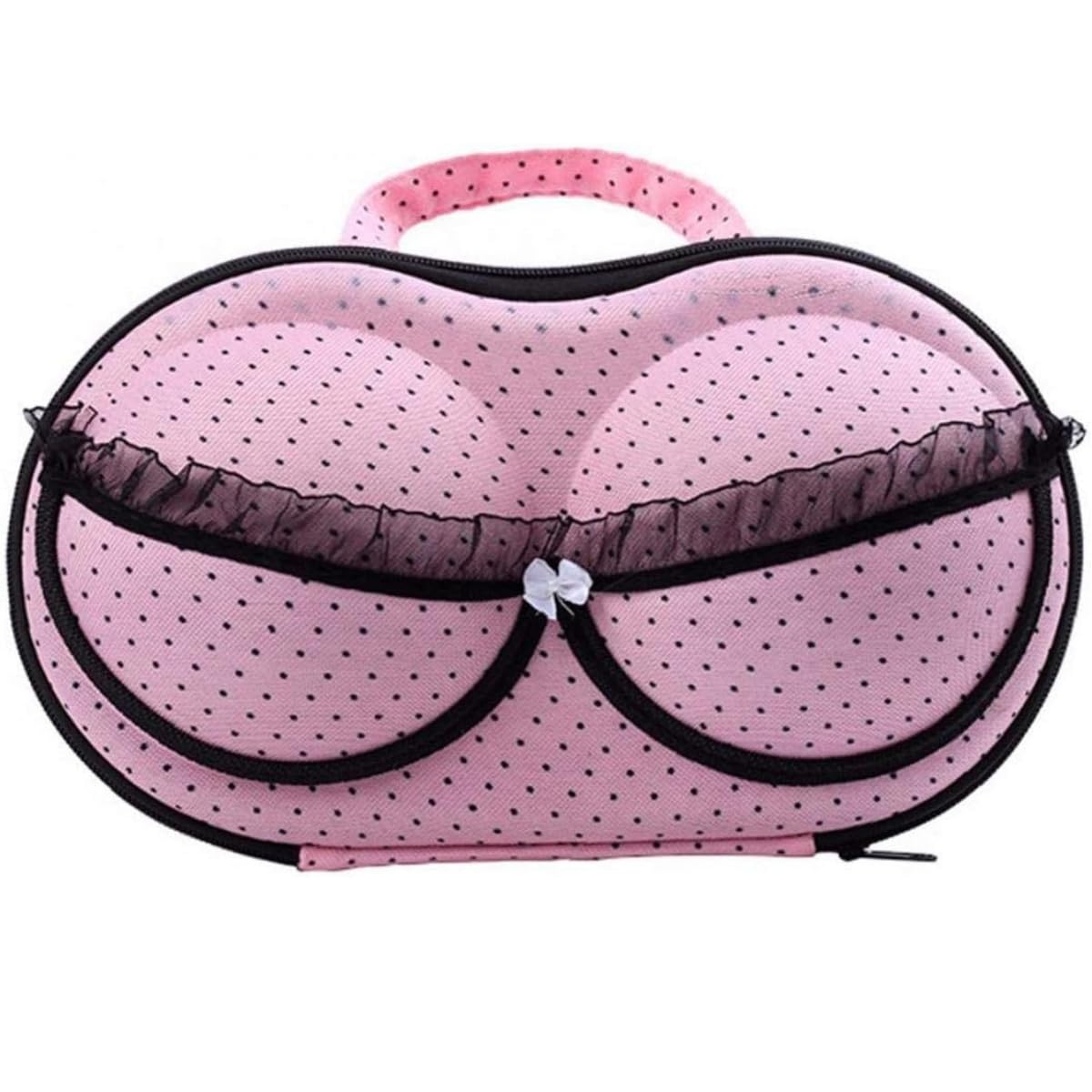 Travel Bra & Underwear Organizer Bag, Portable Lingerie Storage Case with Zipper and Mesh Net, Bra Bikini Travel Organizer for Women, Lightweight Luggage Pouch (Pink)