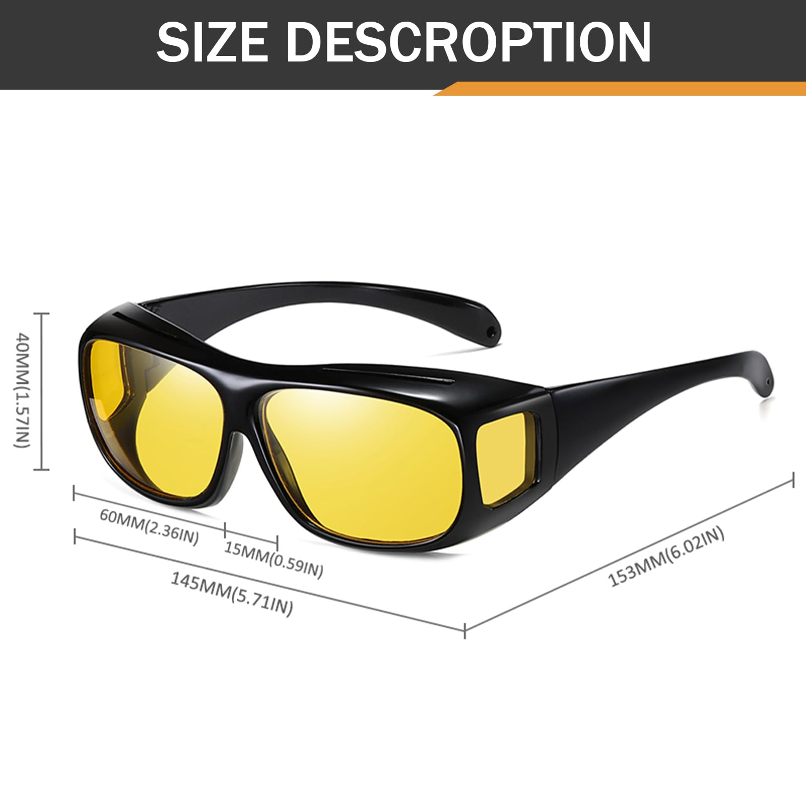 Polarisierte Passform über Brille, Sonnenbrille, für Herren und Damen, Nachtsichtbrille, zum Fahren