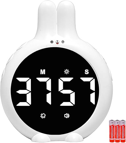 Lindo temporizador digital para niños, temporizador de cocina NUOSWEK Conejo, temporizador de cocina LED grande, temporizador electrónico para aula,