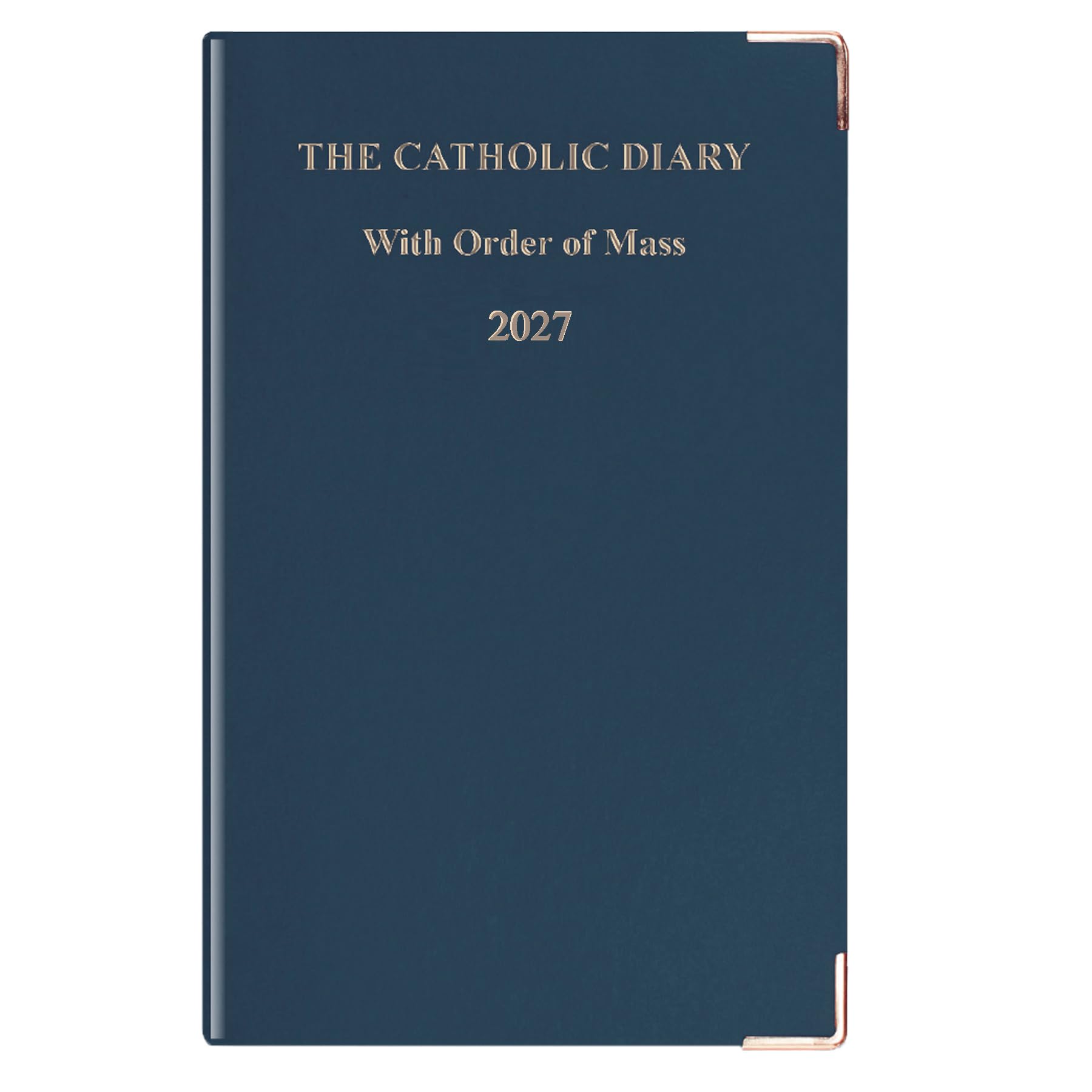 2027 Slimline Catholic Diary with Order of Mass with Gold corners and Gilt Edging- Week to View Diary (Navy 3436)