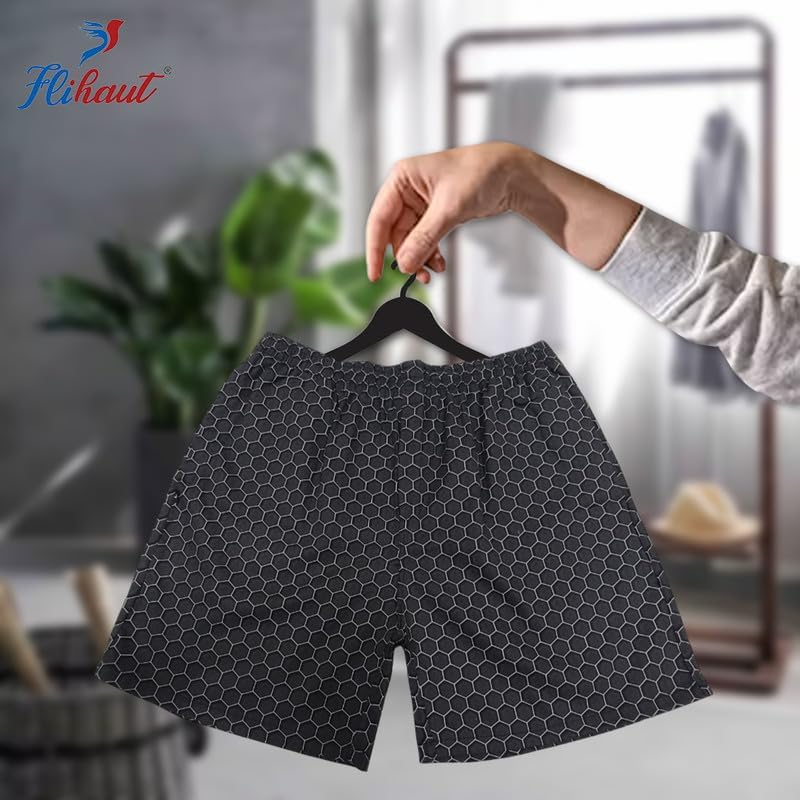 Image of Men's Cotton Shorts Waistband, Zip Fly, 1 Zip Pocket, Back Pockets (Pack of 2)