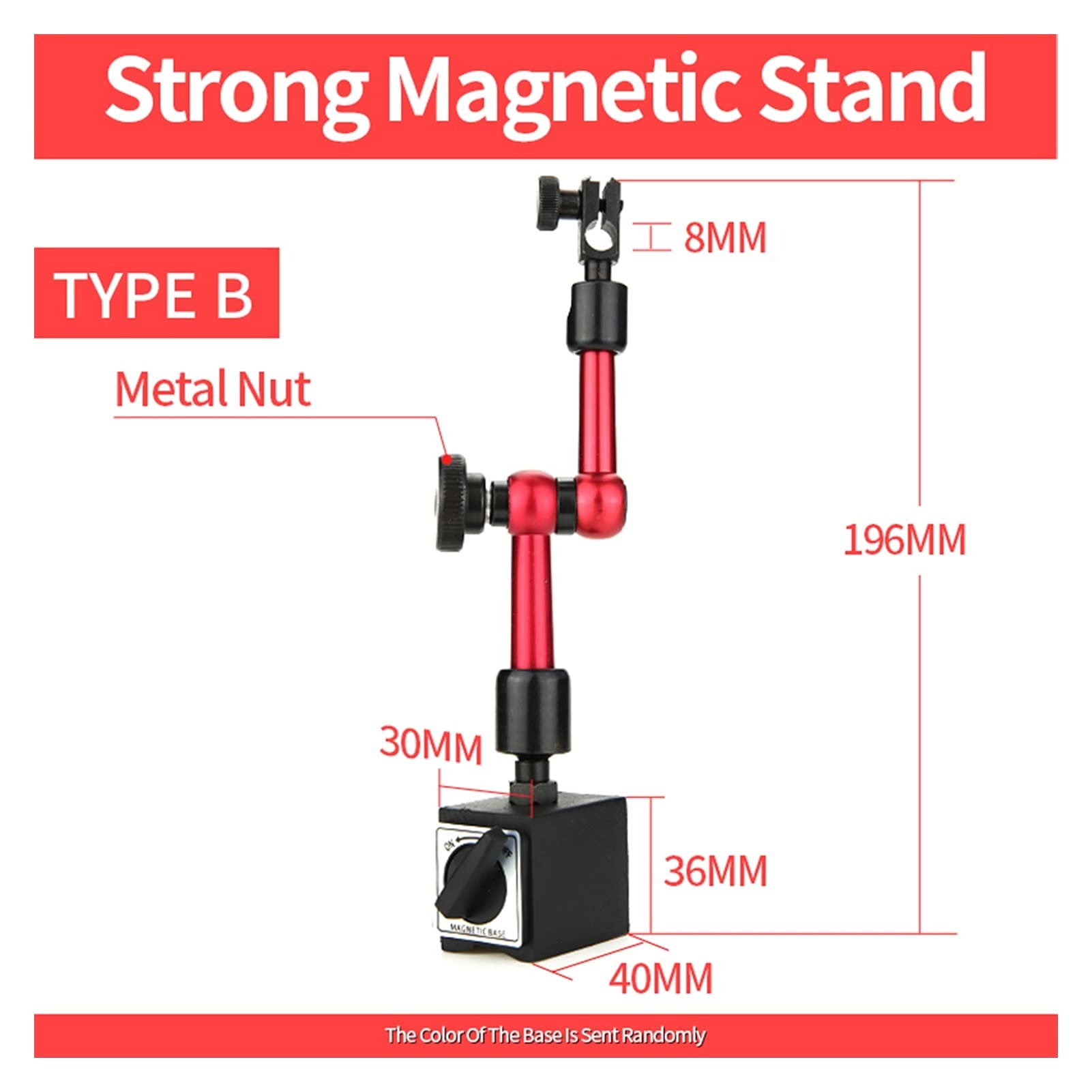 Magnetyczny Wskaźnik wybierania Sondy pomiarowe Dial Gauge Elektryczny uchwyt magnetyczny Micrometr Pomiarowy Godziny,Dokładne Narzędzie(Magnetic Base B)