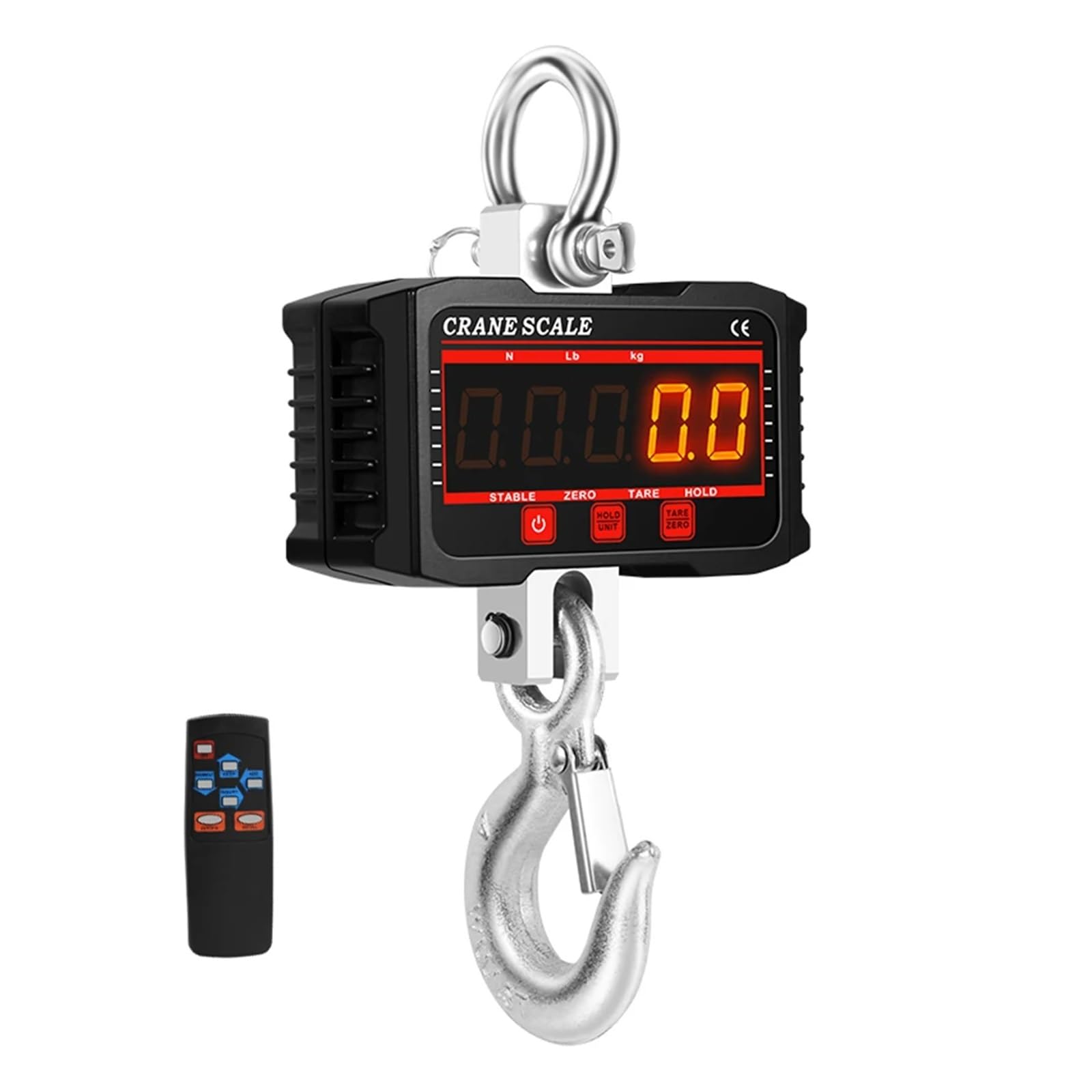 Gqnblvhzupdm 500Kg Black Crane Scale, 500Kg/1000Kg Digital Crance Scale High Load Industrial Electronic Heavy Duty Weight Hook Crane N/Lb/Kg 3 Units Hanging