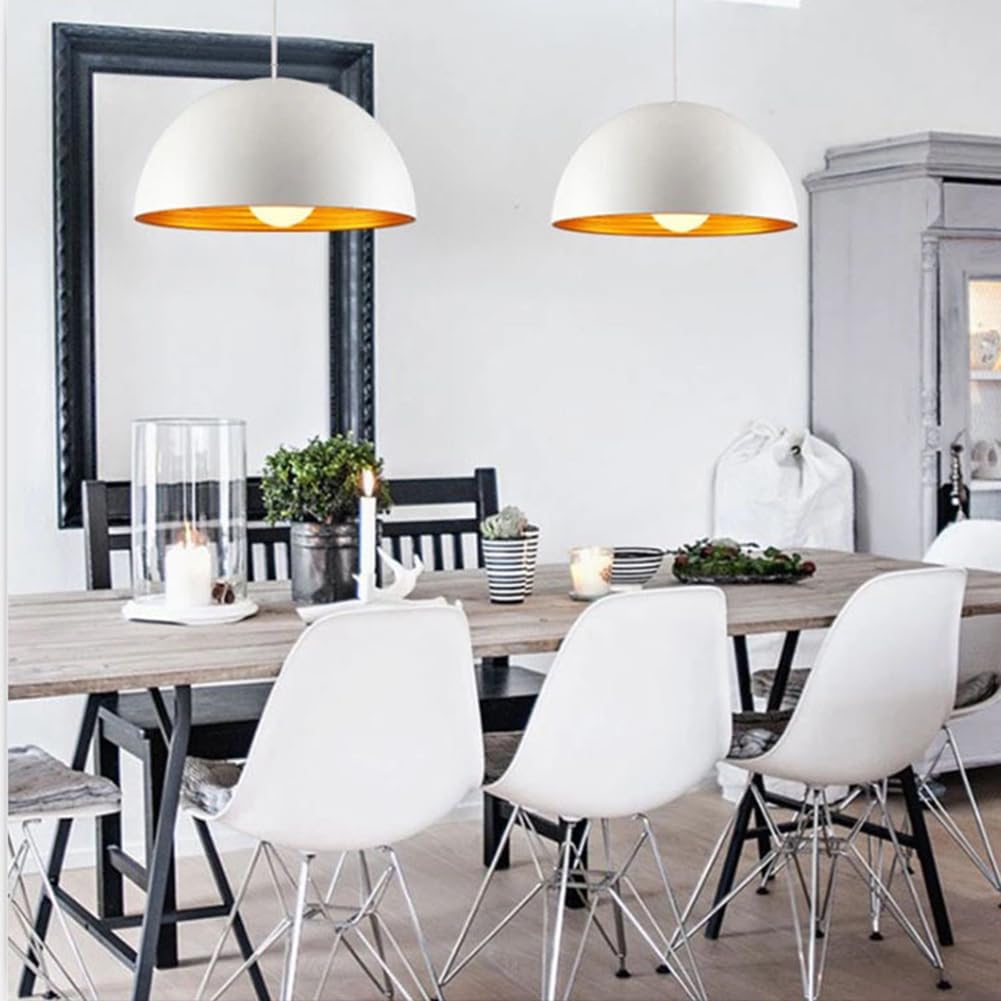 Lámpara colgante de cúpula metal vintage for isla cocina, estilo industrial, semicírculo, lámpara retro sobre fregadero, techo rústica granja (oro negro, 15,7 pulgadas)(Black Gold,11.8in)