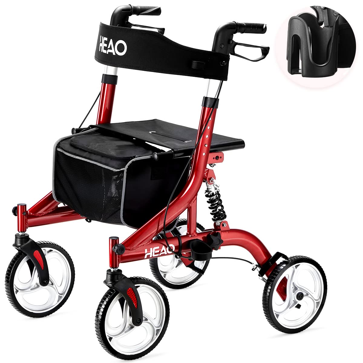 Buy HEAO Rollator Walker with Seat for Seniors,4 x 10" Wheels Upright