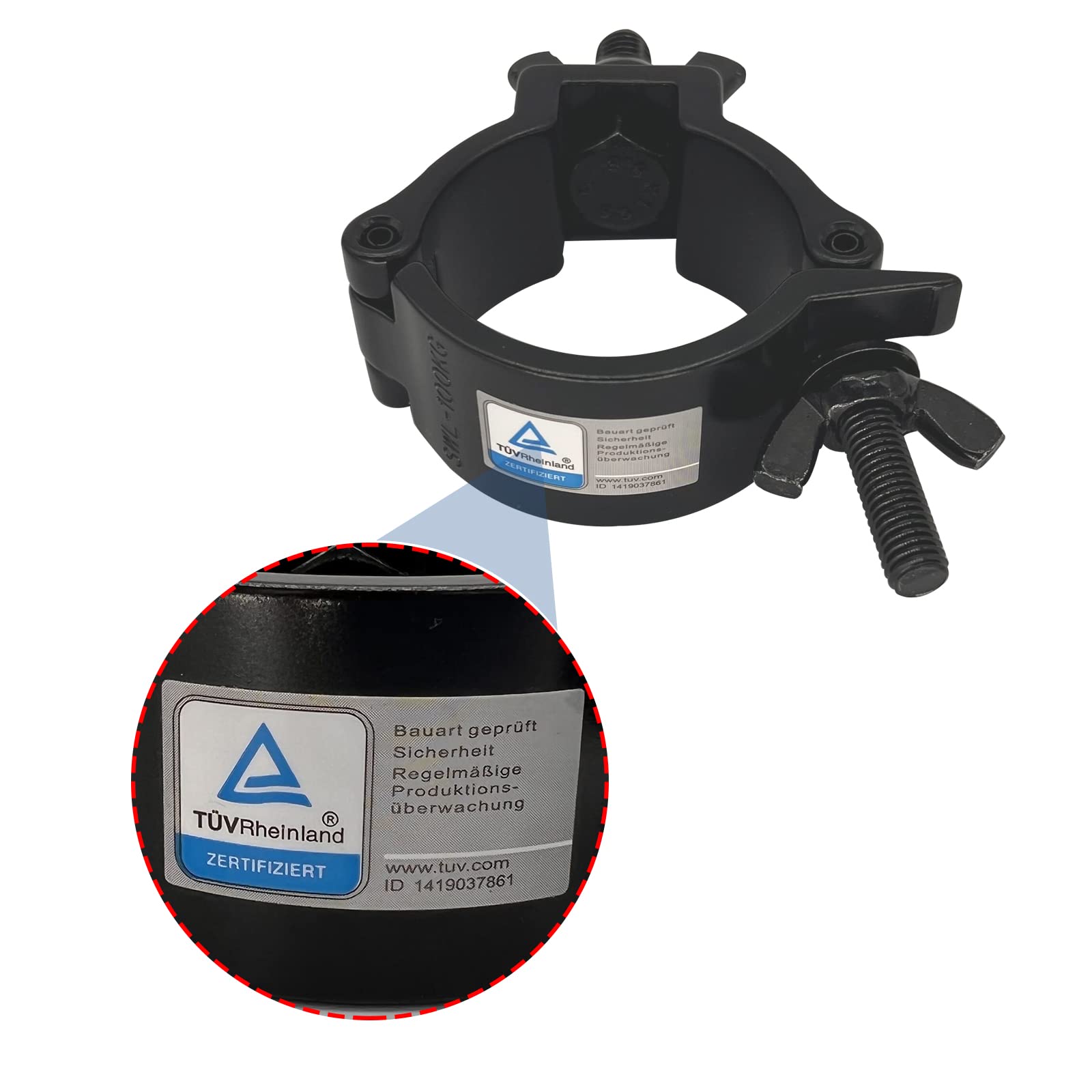 Truss Clamp Heavy Duty 2 Inch O Stage Light Hook Clamp/Moving Head Light Par Light Spotlight Truss Kit/Aluminum Alloy Finish/Wrap Around Clamp? TUV Certificated(Black)