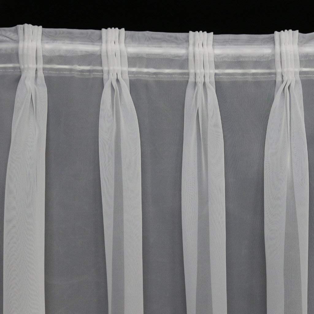 Fertiggardine nach Maß Voile Store weiß, maßgefertigt, halbtransparent mit 5er-FALTENBAND. Größe wählbar (Höhe 80-295 cm, Breite 200-1200 cm), Variante 195 x 750 cm (Höhe x Breite)