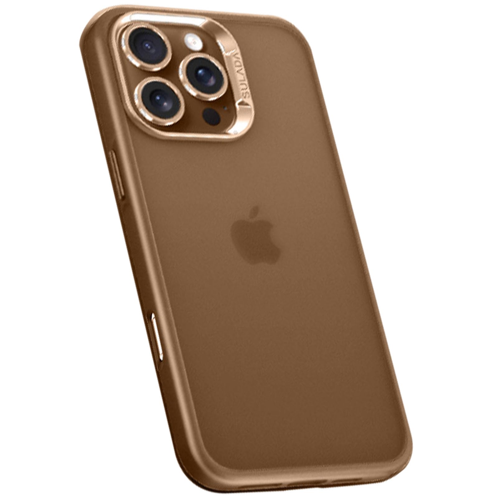 Case for iPhone 16/16 Plus/16 Pro/16 Pro Max, Ultra-Thin Matte Finish Shockproof Protection, Aluminum Alloy Lens Frame, Anti-Slip for Enhanced Grip,Gold,16 Pro Max