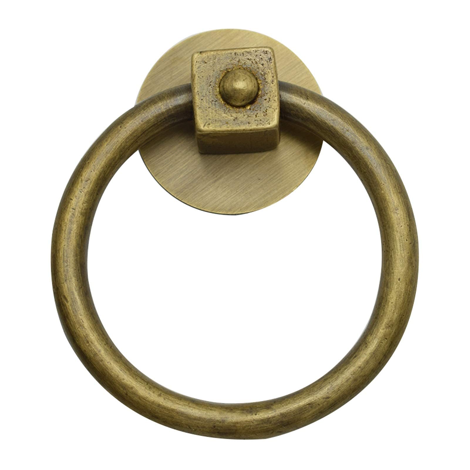 Mosiężna kołatka do drzwi z brzmiącymi pierścieniami do starych drzwi drewnianych w stylu vintage, 10 cm