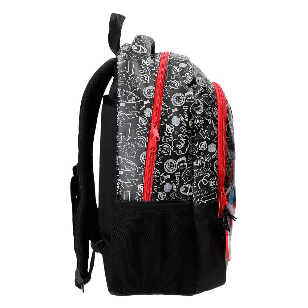 Marvel Joumma Team Avengers Zaino Scolastico Nero 28x42x14 cm PVC 16,46L