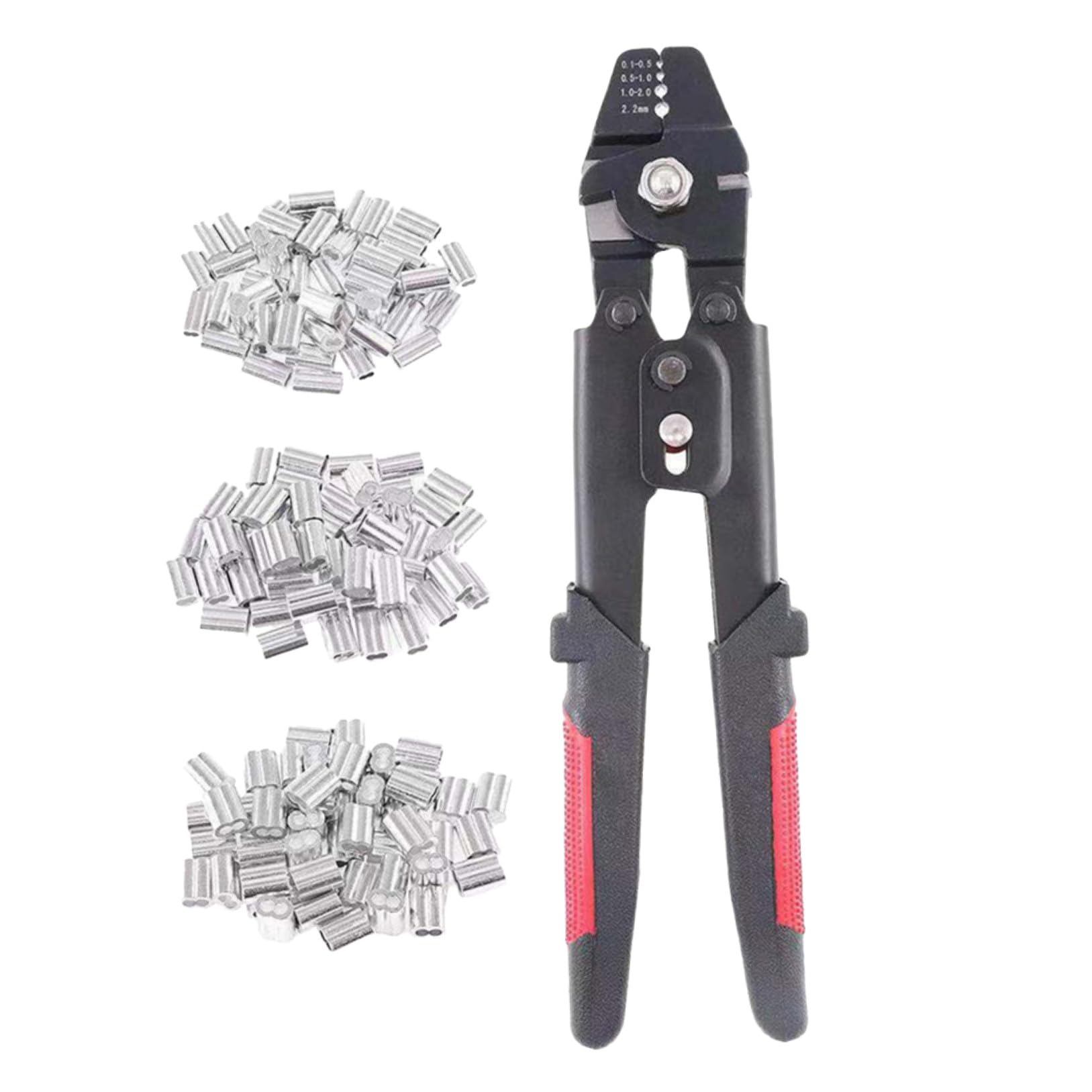Pinza per Crimpare Cavi con Manicotti in Alluminio 180 Pezzi e Bloccaggio Regolabile Acciaio al Carbonio per Lavori su Funi Metalliche e Cavi Rope