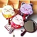 Pocket Mirror Hand Mirror Maneki Neko Handheld Japanese Lucky Cat Fortune Cat Design Lightweight Portable Travel Makeup Random Color Double Sided