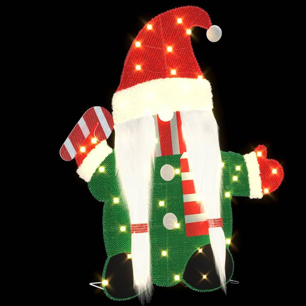 Mangloder Beleuchteter Gnom aus Lamé-Stoff mit 60 LEDs warmweiß, 71 x 64 cm, USB, 8 Modi, 2D-Design für innen und außen, weihnachtlicher Baumschmuck als Deko Figur
