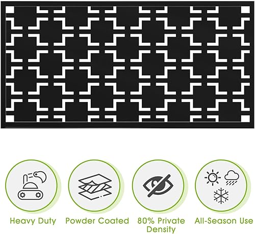 Miniatura 5 de Elevens Pantalla de privacidad de metal para patio al aire libre, paneles decorativos independientes con soporte para terraza, patio, balcón,