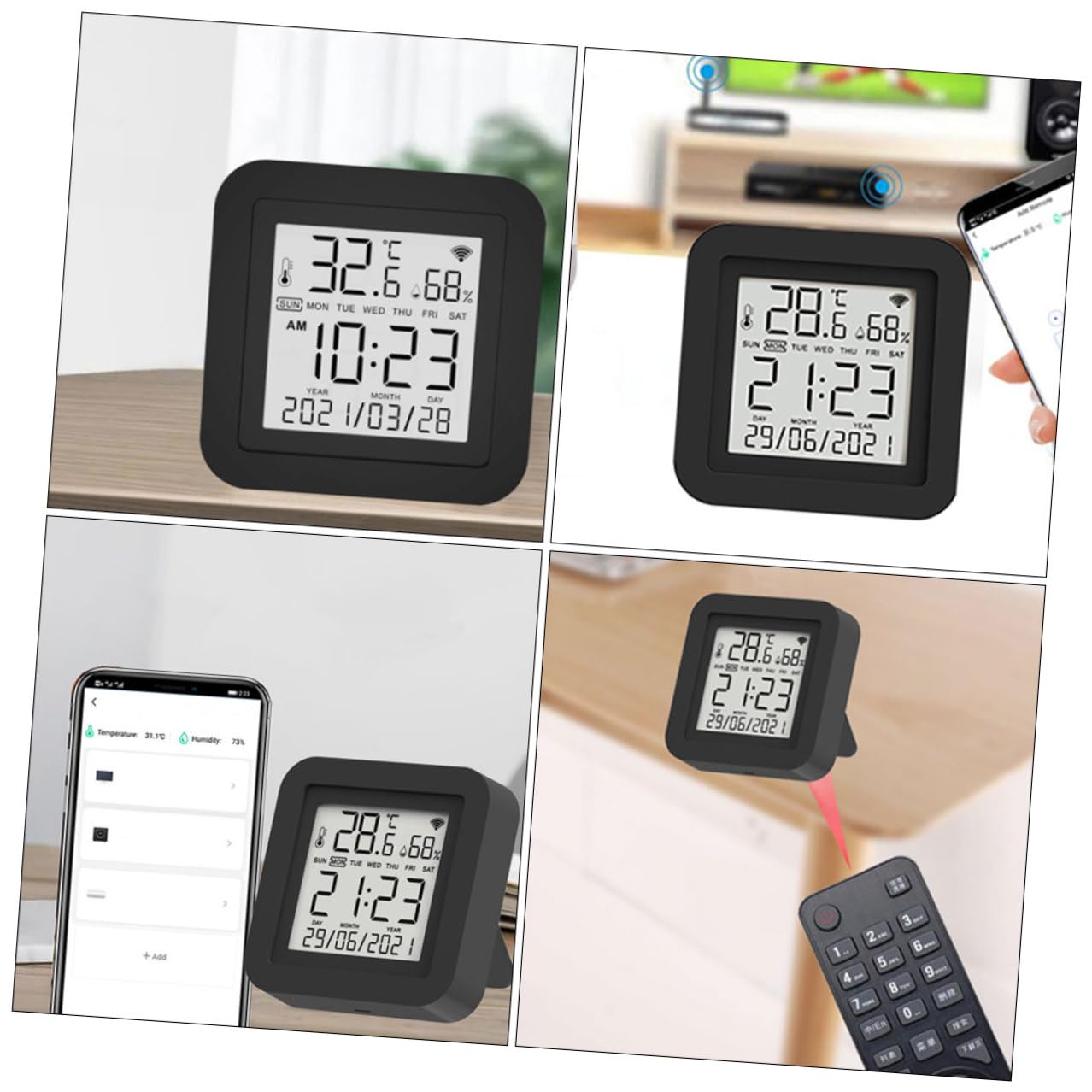 Gatuida Igrometro Digitale da Tavolo con Termometro USB Display LCD per Casa Ufficio Camera Controllo Umidità e Temperatura Preciso Resistente e Facile da Leggere