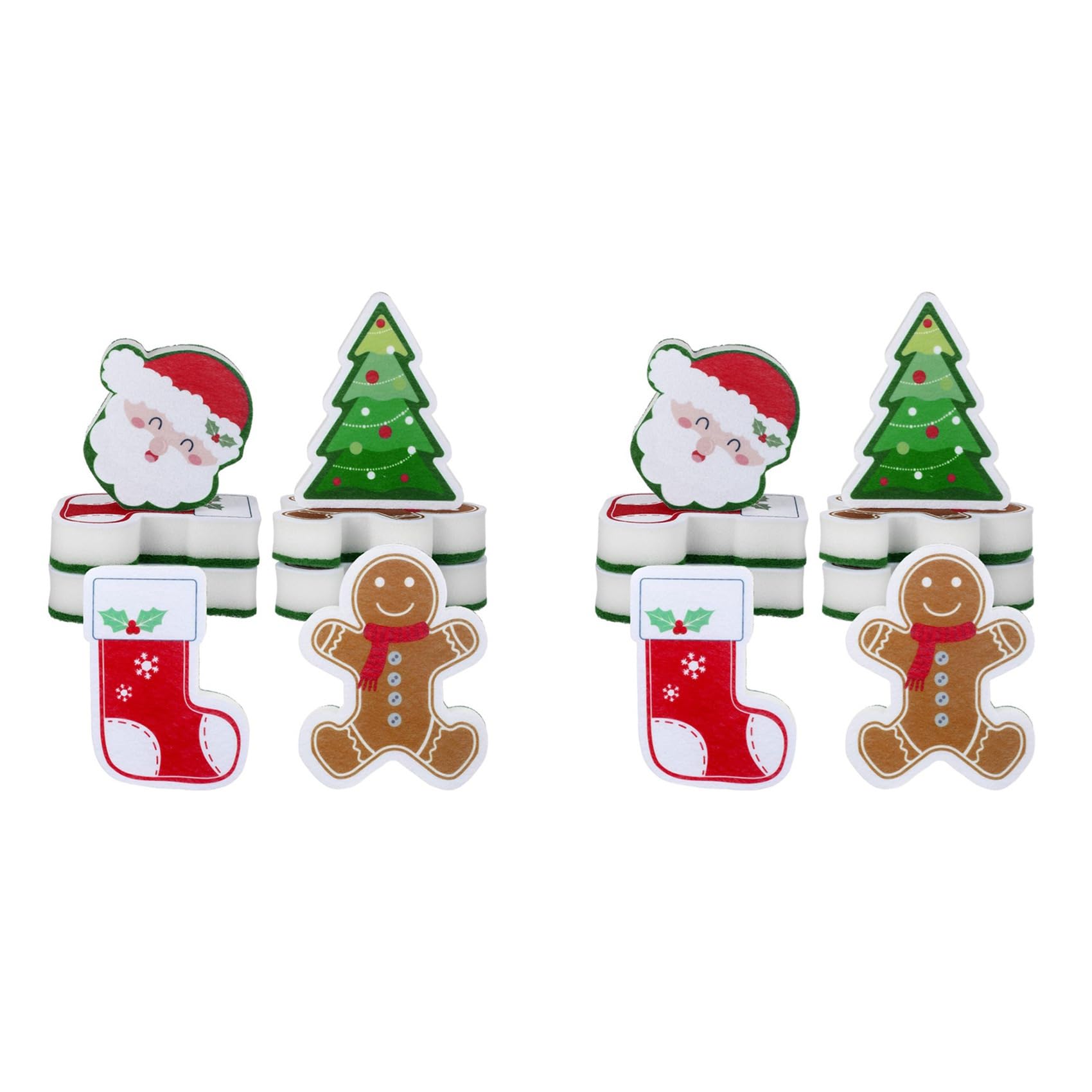 Hndhbfgrt 16 Pcs Christmas Sponges Kitchen Dual Sided Dish Sponges for Washing Dishes Santa Christmas Tree Gingerbread Man