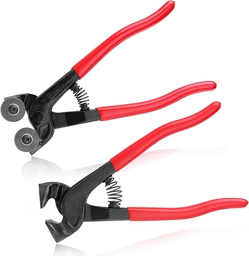 Miniatura 4 de LEONTOOL Juego de 2 pinzas de mosaico de vidrio con ruedas resistentes y pinzas de cerámica con cómodo mango TPR, juego de pinzas de vidrio para