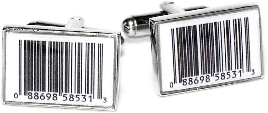 Krisar Silver-Tone Men's Cuff Links Barcode Cufflinks