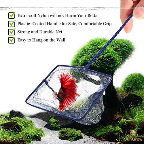 SunGrow Betta Net, 5x4 Inches with 11 Inches Handle, Extra Soft Nylon Net, Easy Routine Tank Maintenance - Image 4