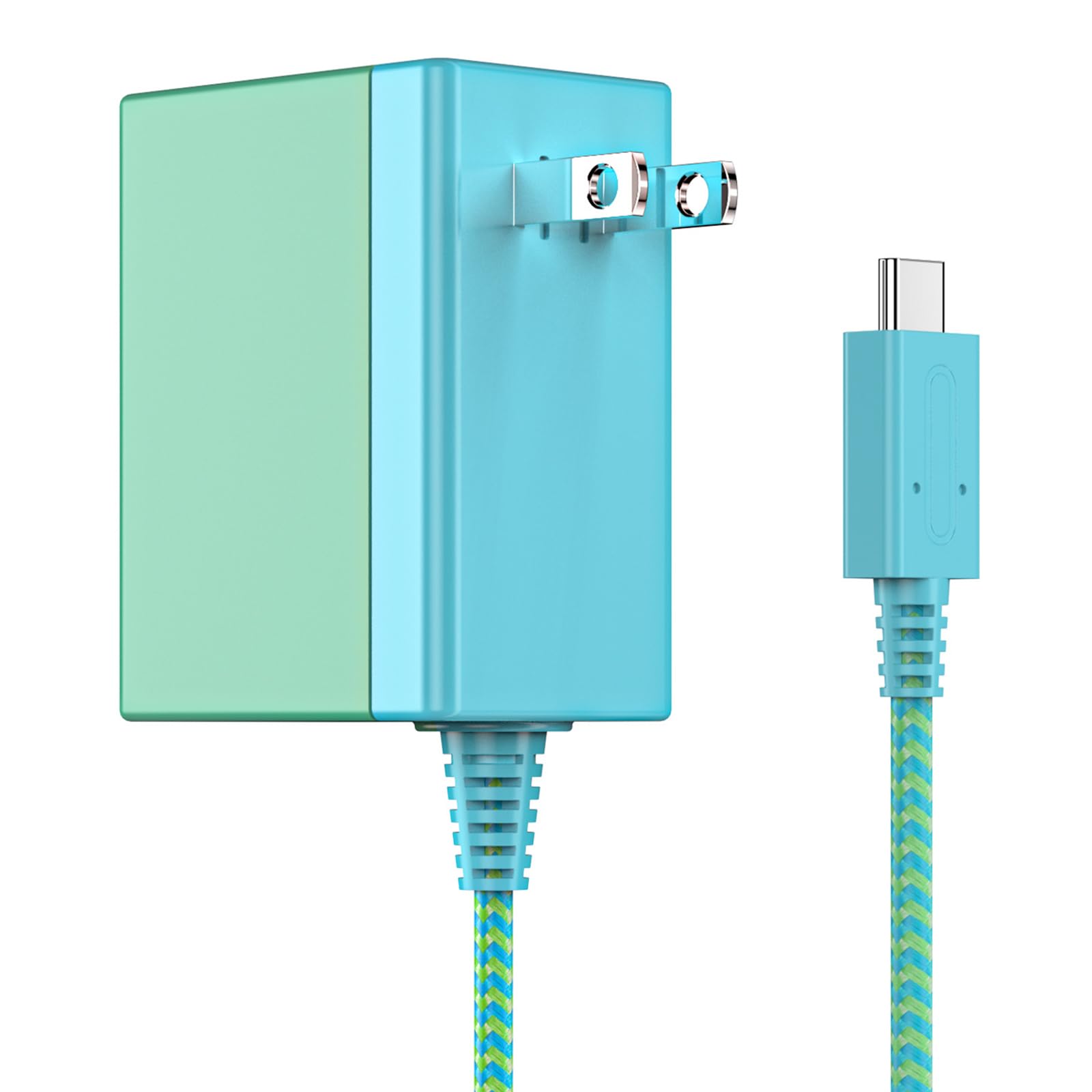 TPC 39W Charger for Nintendo Switch, 15V 2.6A AC Adapter Fast Charging with 5FT USB-C Cord, Compatible with Switch Lite, OLED, Steam Deck, Support TV Mode (Green/Blue)