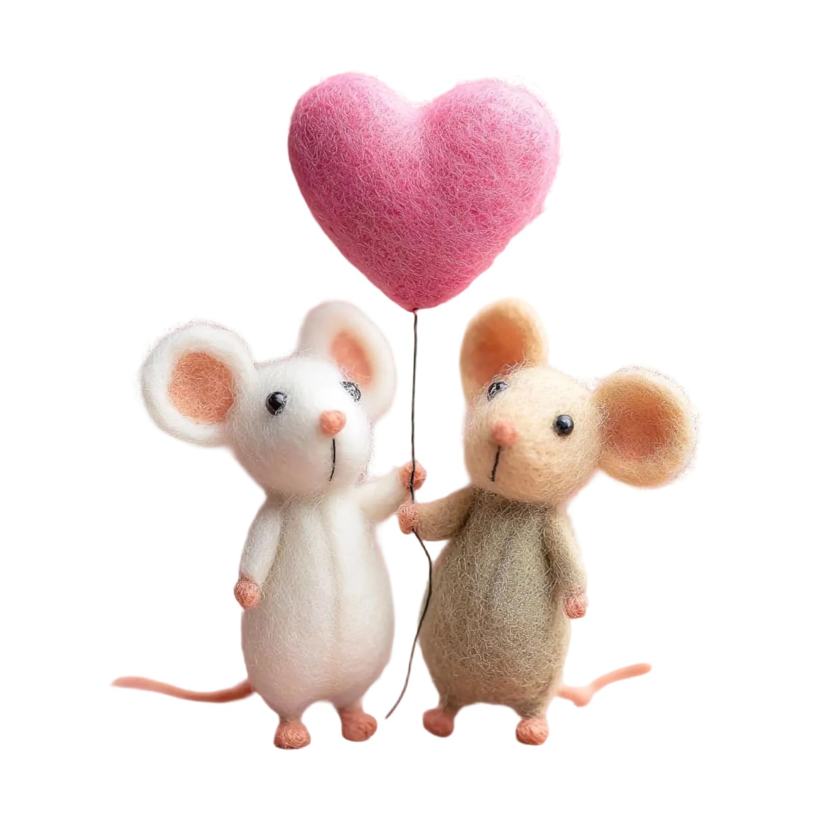 Souris en feutre de laine faite à la main couple attendrissant pour décorer la maison