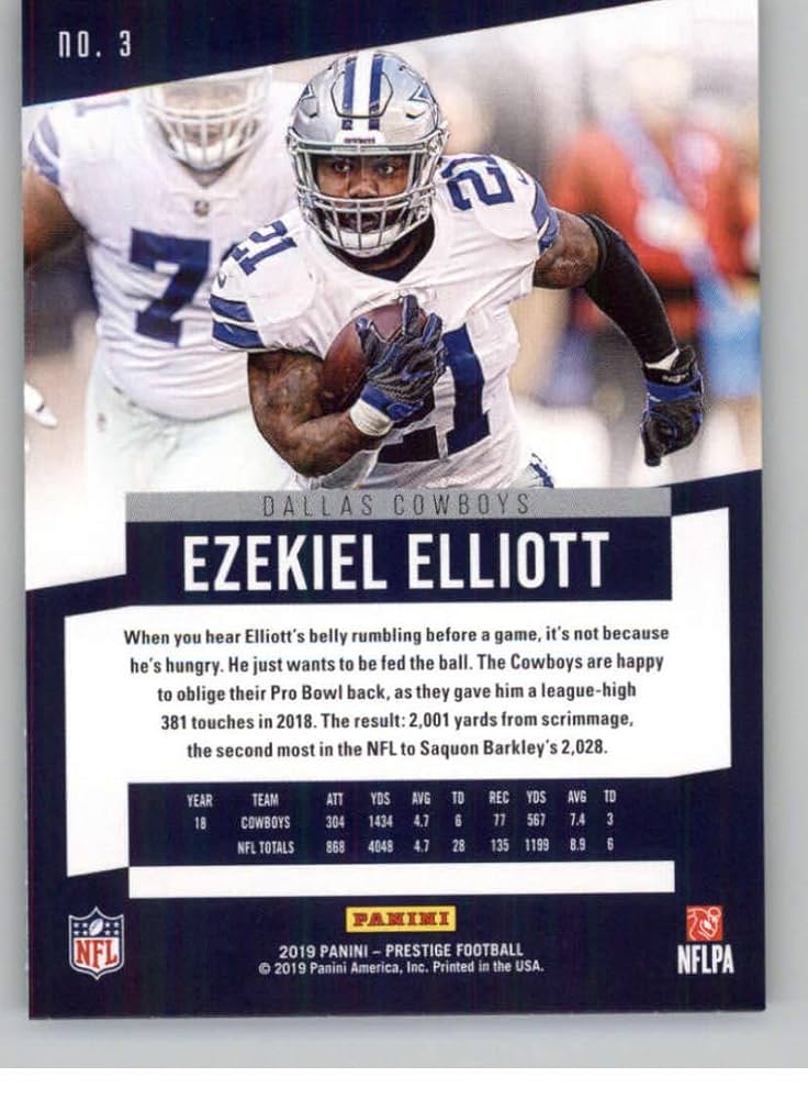 Amazon.com: 2019 Prestige NFL #3 Ezekiel Elliott Dallas